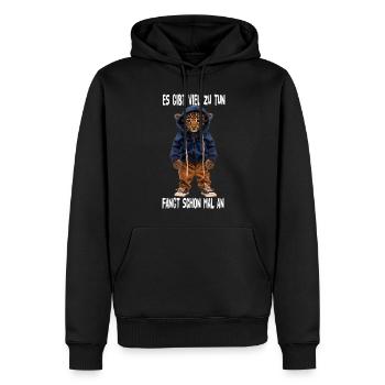 There's a lot to do, let's start - Men’s Premium Organic Hoodie - black - Front - Nico (187cm)