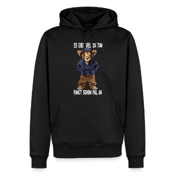 There's a lot to do, let's start - Men’s Premium Organic Hoodie - black - Front - Nico (187cm)