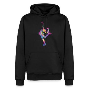 Aquarelle silouette patineuse GLACE - Sweat à capuche Premium bio Homme - noir - Devant - Nico (187cm)
