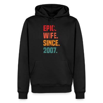 Retro Married 15Th Anniversary Wedding Anniversary - Men’s Premium Organic Hoodie - black - Front - Nico (187cm)