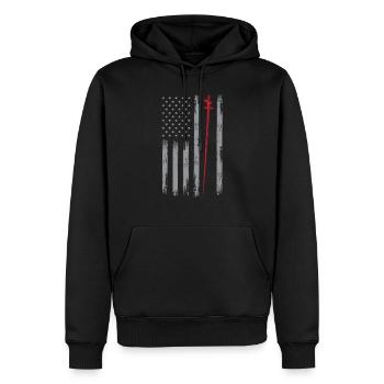 Fencing American Flag - Männer Premium Bio Hoodie - Schwarz - Vorne - Nico (187cm)