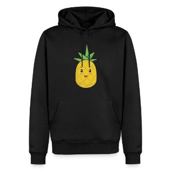 Ananas Comic Süss Frucht - Männer Premium Bio Hoodie - Schwarz - Vorne - Nico (187cm)