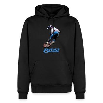 bmx race racing vtt motocross - Sweat à capuche Premium bio Homme - noir - Devant - Nico (187cm)