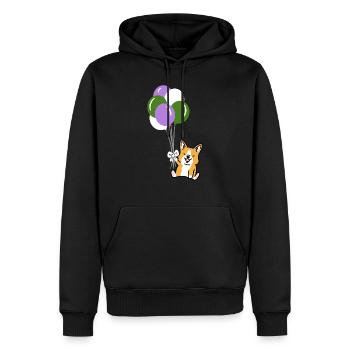 Corgi Balloon Genderqueer Pride - Sweat à capuche Premium bio Homme - noir - Devant - Nico (187cm)