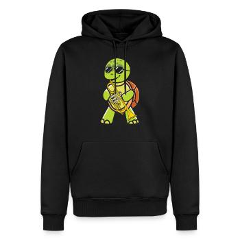 Drôle de tortue de mer Tortue de mer Eau de mer - Sweat à capuche Premium bio Homme - noir - Devant - Nico (187cm)