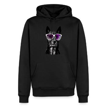 Hund mit Sonnenbrille Hundeliebhaber Hundebesitzer - Männer Premium Bio Hoodie - Schwarz - Vorne - Nico (187cm)