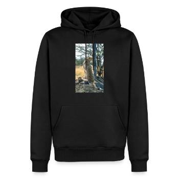 Gepard mit Baby Kenya - Männer Premium Bio Hoodie - Schwarz - Vorne - Nico (187cm)