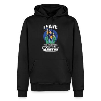 Père et fille - Sweat à capuche Premium bio Homme - noir - Devant - Nico (187cm)