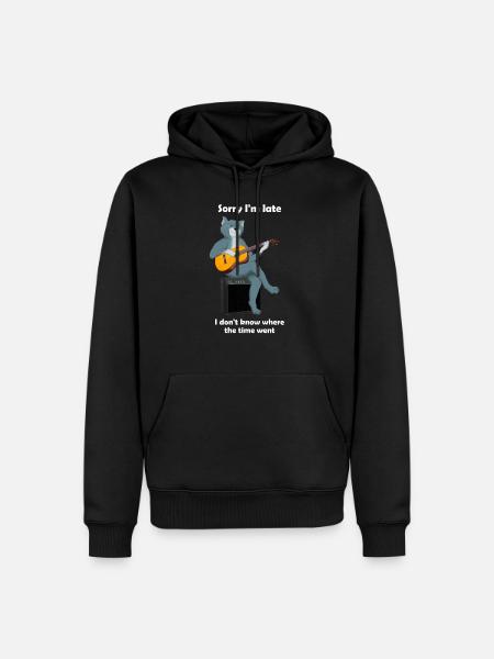 SORRY I M LATE - KAT DIE GITAAR SPEELT - Herre Premium økologisk hoodie - sort