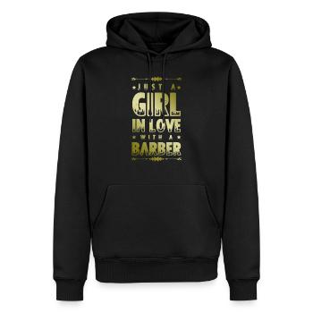 Girl in love with a Barber - Men’s Premium Organic Hoodie - black - Front - Nico (187cm)