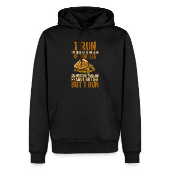 Je cours, je suis plus lent que le troupeau de tortues - Sweat à capuche Premium bio Homme - noir - Devant - Nico (187cm)