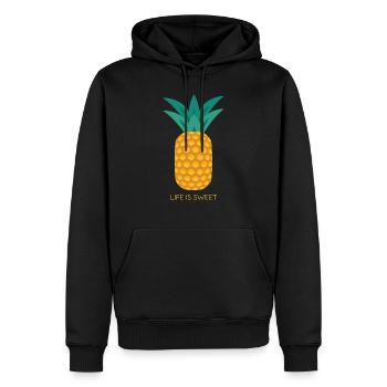 La vie est douce - Sweat à capuche Premium bio Homme - noir - Devant - Nico (187cm)
