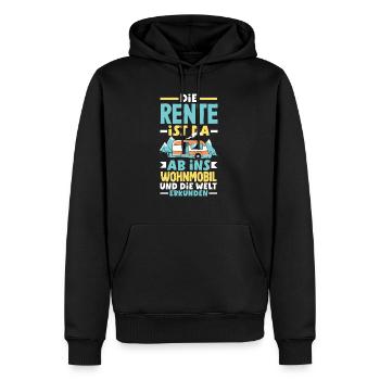 Die Rente ist da, ab ins Wohnmobil und die Welt - Männer Premium Bio Hoodie - Schwarz - Vorne - Nico (187cm)