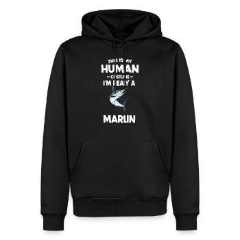 Das ist mein menschliches Kostüm Ich bin wirklich ein Marlin - Männer Premium Bio Hoodie - Schwarz - Vorne - Nico (187cm)