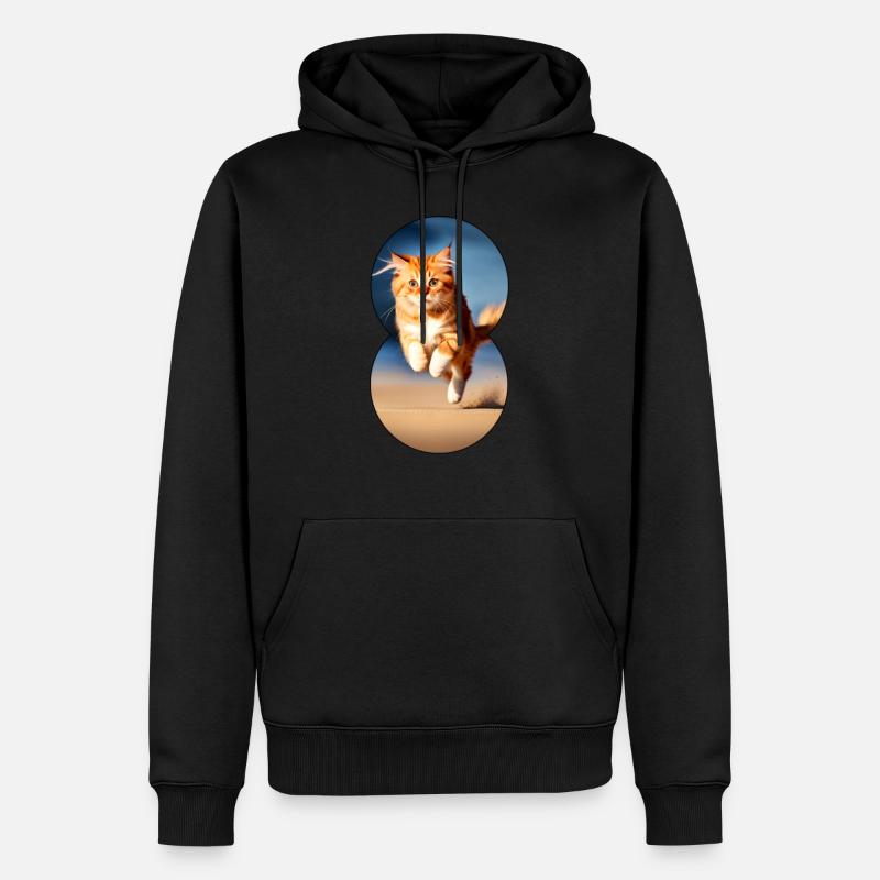 Chat en cours d’exécution 7 - Sweat à capuche Premium bio Homme - noir