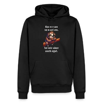 Ist mir egal - Männer Premium Bio Hoodie - Schwarz - Vorne - Nico (187cm)