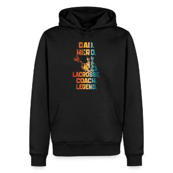 Dad Hero Lacrosse Coach Legend Lacrosse Dad 2024 - Sweat à capuche Premium bio Homme - noir - Devant - Nico (187cm)