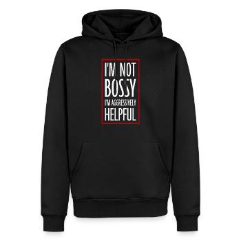 Je ne suis pas autoritaire, je suis agressivement serviable en disant des blagues - Sweat à capuche Premium bio Homme - noir - Devant - Nico (187cm)