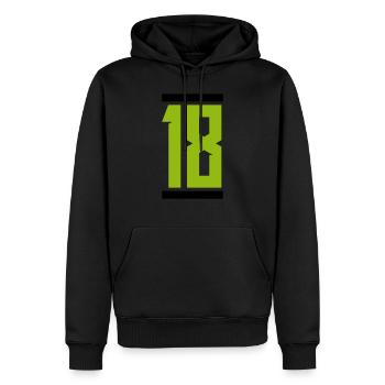 18 - Sweat à capuche Premium bio Homme - noir - Devant - Nico (187cm)