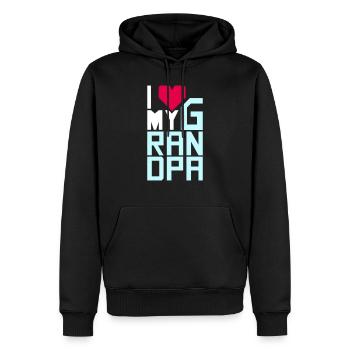 J’aime mon grand-père Meilleur grand-père Grand-père Cœur - Sweat à capuche Premium bio Homme - noir - Devant - Nico (187cm)