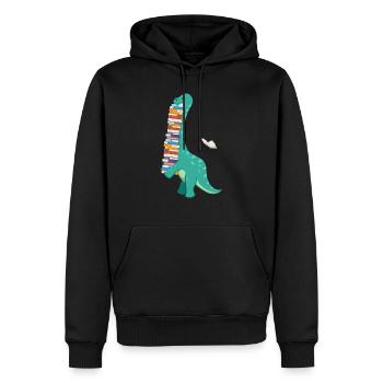 Book Dinosaur - Fun Book Lover Reading Reader - Men’s Premium Organic Hoodie - black - Front - Nico (187cm)