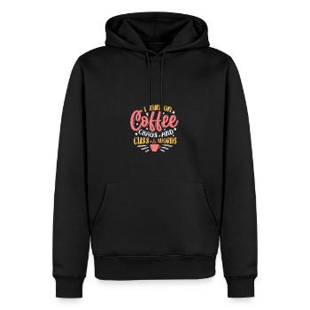 Ich renne auf Kaffee -Chaos und wörter wörter lust - Männer Premium Bio Hoodie - Schwarz - Vorne - Nico (187cm)