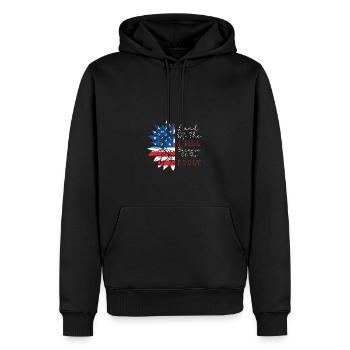 Land der Freien wegen der mutigen patriotischen Bl - Männer Premium Bio Hoodie - Schwarz - Vorne - Nico (187cm)