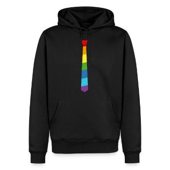 Arc-en-cravate - Drapeau - Drapeau - Gay Pride - Sweat à capuche Premium bio Homme - noir - Devant - Nico (187cm)