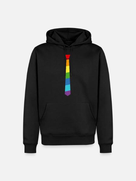 Arc-en-cravate - Drapeau - Drapeau - Gay Pride - Sweat à capuche Premium bio Homme - noir