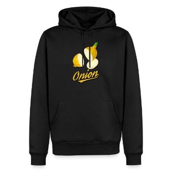 oignon - Sweat à capuche Premium bio Homme - noir - Devant - Nico (187cm)