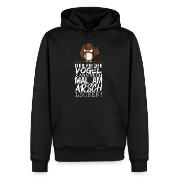 Der frühe Vogel kann mich mal am Arsch lecken! - Männer Premium Bio Hoodie - Schwarz - Vorne - Nico (187cm)