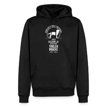 TIROLER BRACKE Schutzengel Wilsigns Hundespruch - Männer Premium Bio Hoodie - Schwarz - Vorne - Nico (187cm)