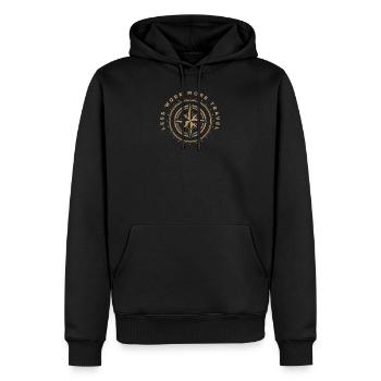 Weniger Arbeit, mehr Reisen - Männer Premium Bio Hoodie - Schwarz - Vorne - Nico (187cm)