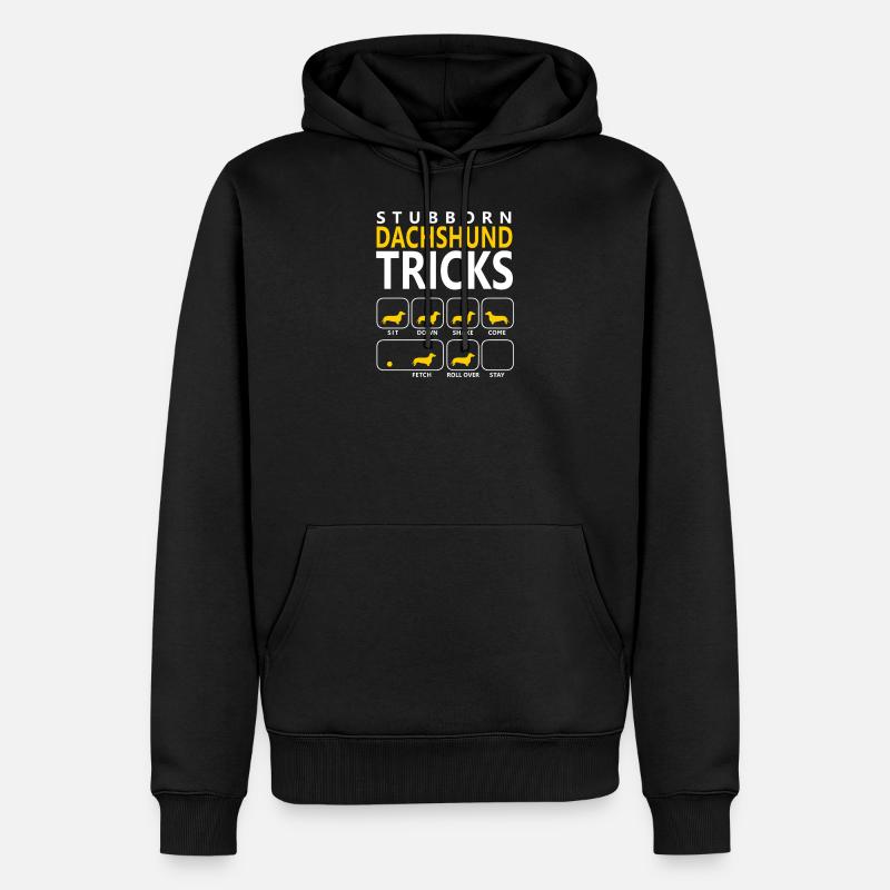 Hartnäckige Dackel-Tricks - Männer Premium Bio Hoodie - Schwarz