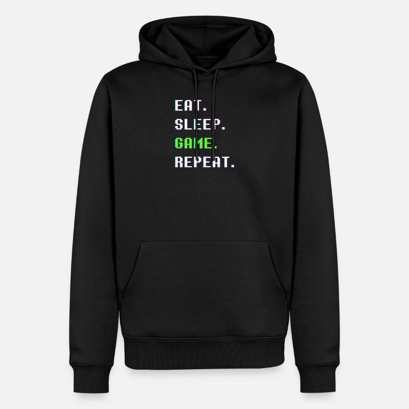 Eat Sleep Game Répéter - Sweat à capuche Premium bio Homme - noir