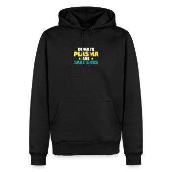 Faites un don de plasma et sauvez des vies - Sweat à capuche Premium bio Homme - noir - Devant - Nico (187cm)