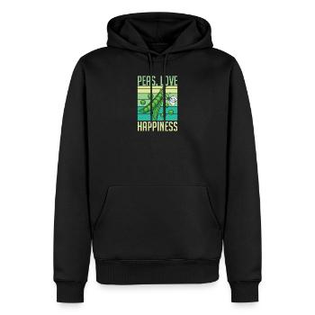 Peas Love Happiness Funny Veganism Food - Männer Premium Bio Hoodie - Schwarz - Vorne - Nico (187cm)