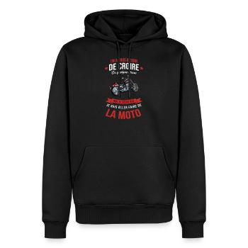 Je vais faire de la moto cadeau motard humour moto - Sweat à capuche Premium bio Homme - noir - Devant - Nico (187cm)