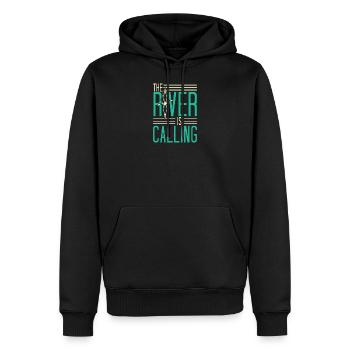 Funny Rowing Canoe Kajak The River Is Calling - Männer Premium Bio Hoodie - Schwarz - Vorne - Nico (187cm)