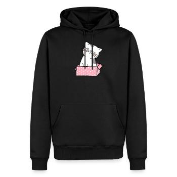 Katze Karton Niedlich - Männer Premium Bio Hoodie - Schwarz - Vorne - Nico (187cm)