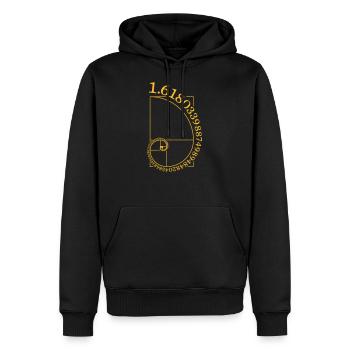 Spirale dorée (Phi = 1,618 nombre d’or) - Sweat à capuche Premium bio Homme - noir - Devant - Nico (187cm)