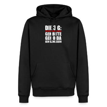 Bayern Österreich Dialekt Die 3 G Spruch Humor - Männer Premium Bio Hoodie - Schwarz - Vorne - Nico (187cm)