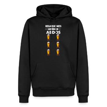 Biere apéros abdos, humour barbecue fête - Sweat à capuche Premium bio Homme - noir - Devant - Nico (187cm)