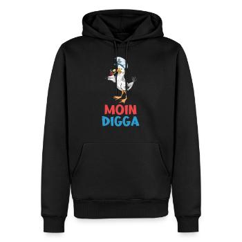 Moin Digga Nordsee Ostsee Norddeutschland Strand - Männer Premium Bio Hoodie - Schwarz - Vorne - Nico (187cm)