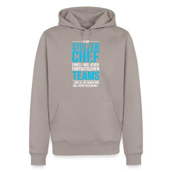 Stolzer Chef eines fantastischen Teams - Shirt - Männer Premium Bio Hoodie - Taupe - Vorne - Nico (187cm)