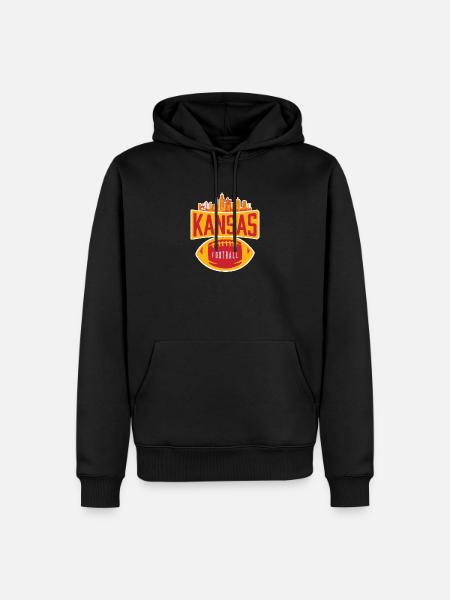Kansas Football Skyline Emblem - Männer Premium Bio Hoodie - Schwarz