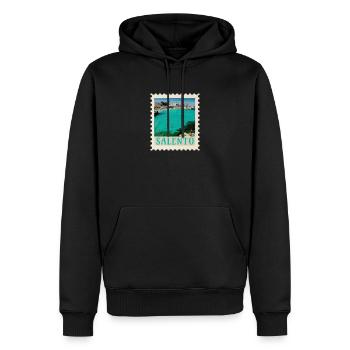 Salento Türkisstrand Retro-Poster - Männer Premium Bio Hoodie - Schwarz - Vorne - Nico (187cm)