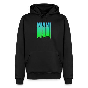 Miami Skyline Farbverlauf - Männer Premium Bio Hoodie - Schwarz - Vorne - Nico (187cm)