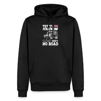 Landy Try to Follow Me When There's No Road - Men’s Premium Organic Hoodie - black - Front - Nico (187cm)