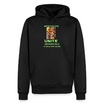 Introverts Unite: Homebound Fist - Männer Premium Bio Hoodie - Schwarz - Vorne - Nico (187cm)